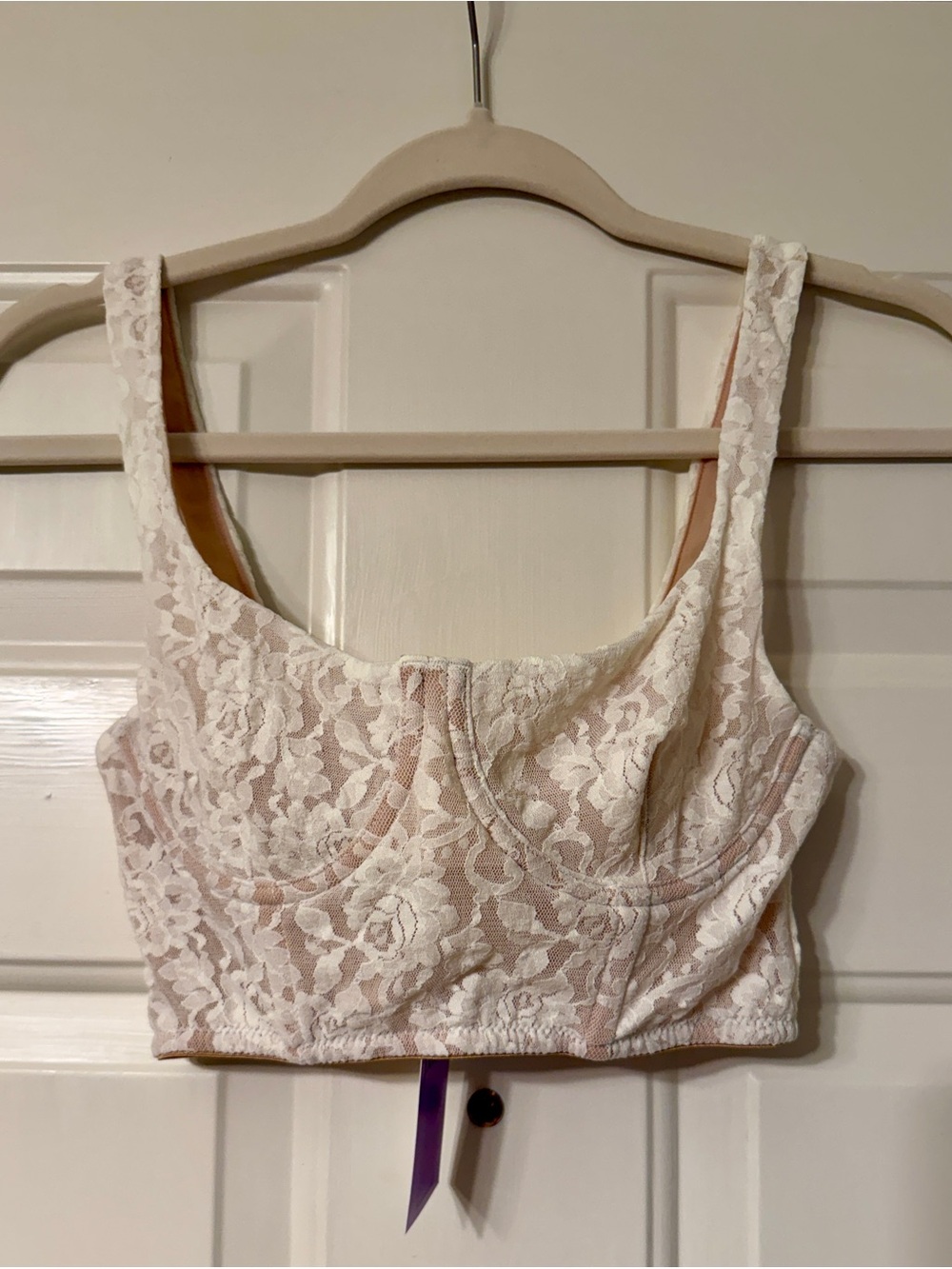 Hanky Panky Cream Lace Longline Bustier Bralette